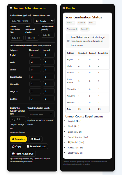 High School Graduation Calculator